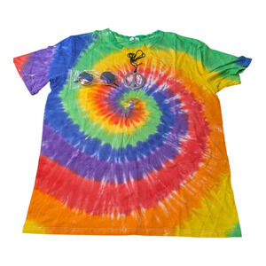 Tie Dye T-Shirt - L - 60's - 3pcs-T Shirt/Glasses/Peace Sign Necklace Brand New